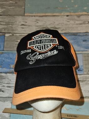 Harley-Davidson Black and Orange Embroidered Logo Cap